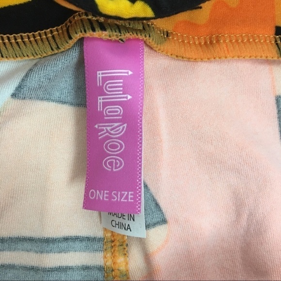 LULAROE Halloween Leggings Ghosts Stripe Black OS One Size Black Orange Spooky - Picture 6 of 10